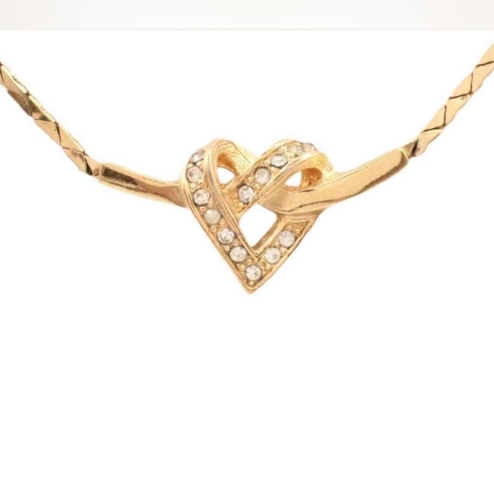 *COA included* Dior Gold Heart Necklace with Crystal Accents